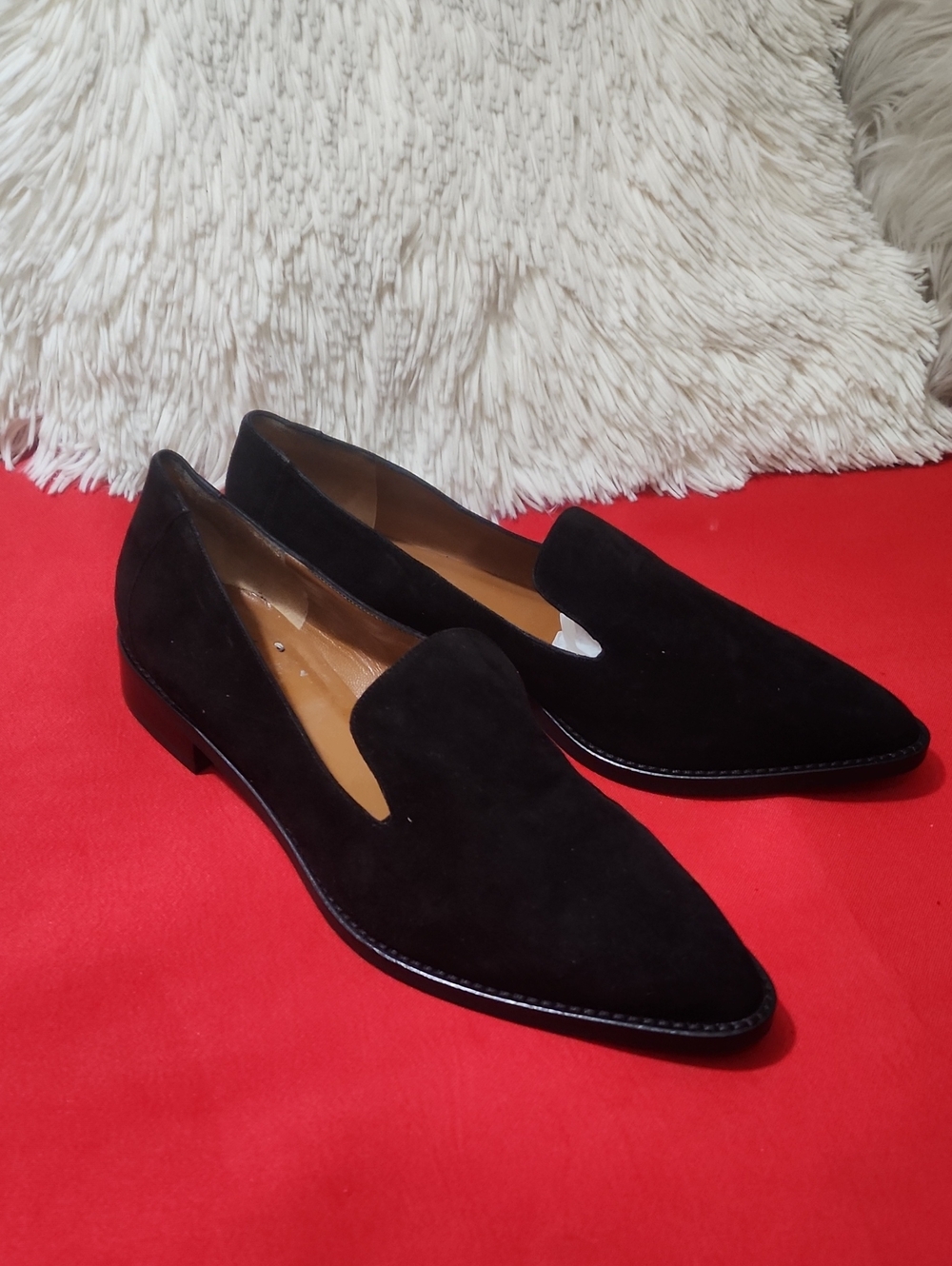 Aquatalia Golda Women Black Suede Slip-On Loafers
